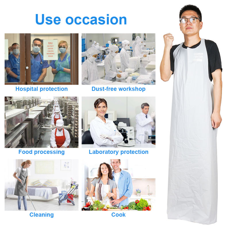 CPE Anti-Wear Isolation Waterproof Hospital Disposable Apron Wholesale Cheap White Sleeveless Disposable Waterproof Plastic CPE Apron for Adult