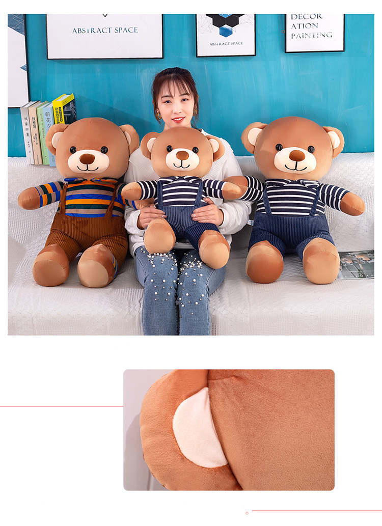 Cartoon Overalls Bear Doll Plush Toy Hug Bear Doll