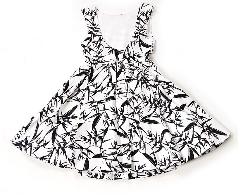 100 Cotton Print Round Neck Sleeveless Tutu Short Dress