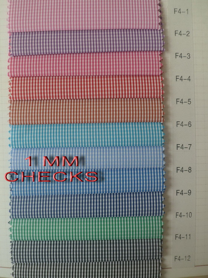 Purple/White Checks Twill CVC Yarn Dyed Fabric Shirting