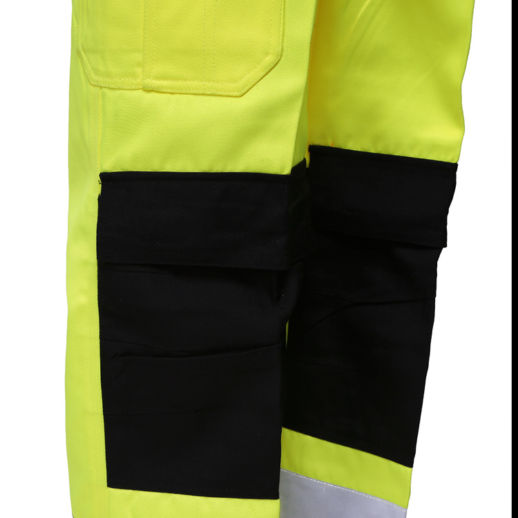 Mens Hi Vis Work Trousers Yellow Black High Viz Work Wear Cargo Pants