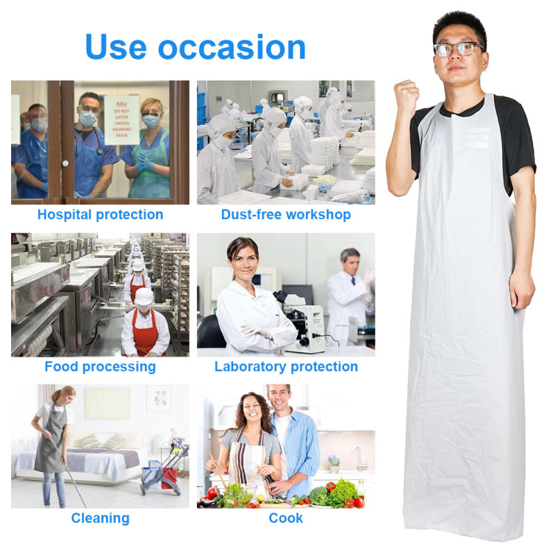Gowns Isolation Eco-Friendly CPE Material Made Disposable Plastic Apron Waterproof Fluid Resistant Protective Plastic Disposable Apron Sleeveless CPE Apron