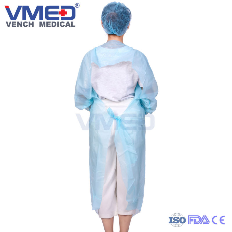 Wholesable Long Sleeve Blue Plastic Waterproof CPE Disposable Apron