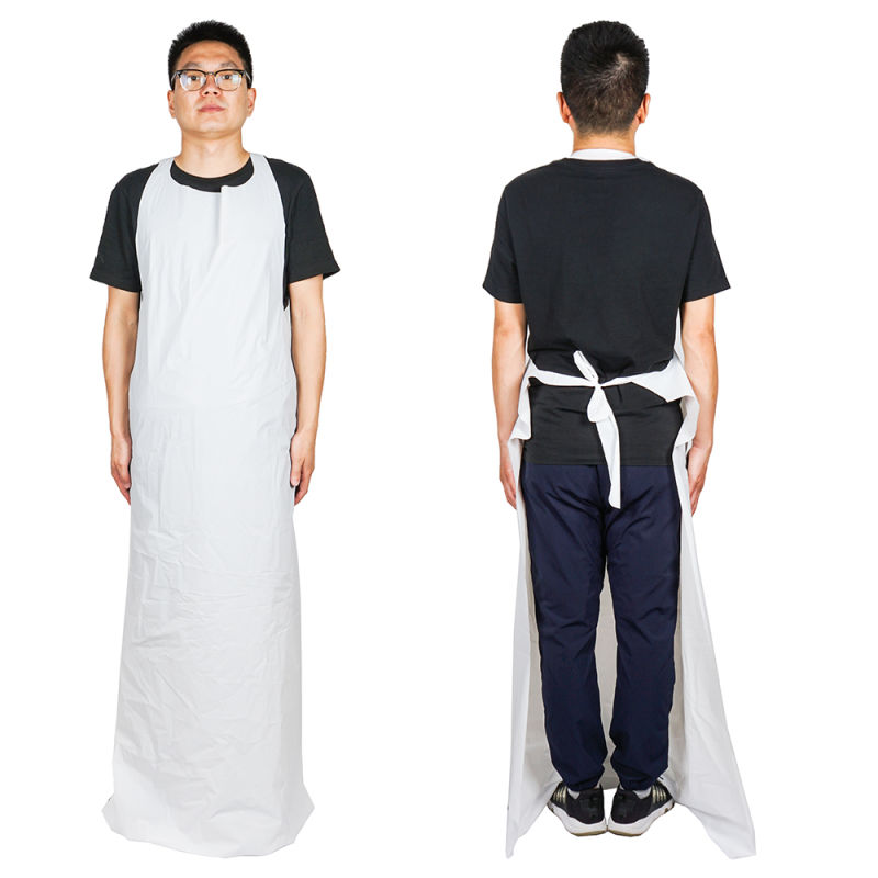 CPE Anti-Wear Isolation Waterproof Hospital Disposable Apron Wholesale Cheap White Sleeveless Disposable Waterproof Plastic CPE Apron for Adult