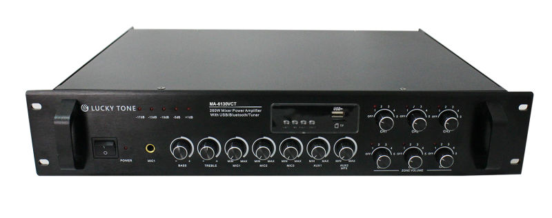 Multi-Zone Audio Mixer Amplifier with Built-in USB, Bluetooth, Tuner, TF Card