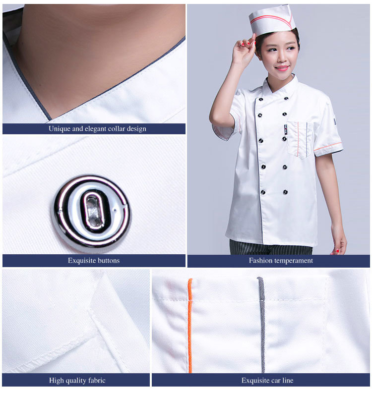 Tapered Double Breasted Jacket 100% Cotton Chef Jacket Uniform