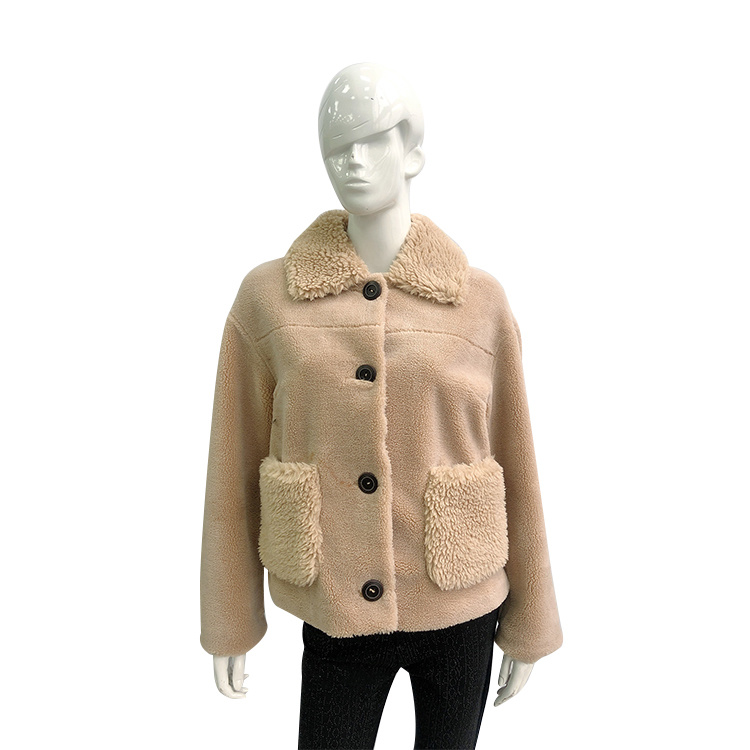 Jacket Women Thick Warm Pocket Warm Jacket Button up Outwear Overcoat Top Fur Coat