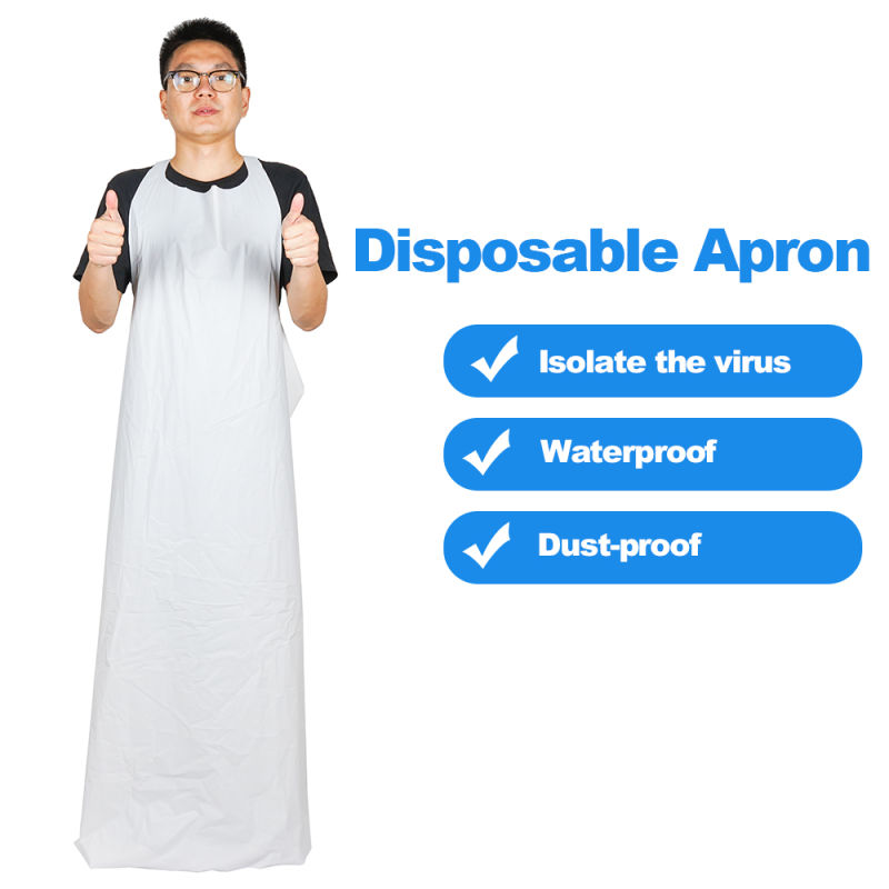 Customized Disposable Plastic Aprons Waterproof Medical Kitchen Apron Eco-Friendly CPE Apron Disposable White CPE Apron for Workshop