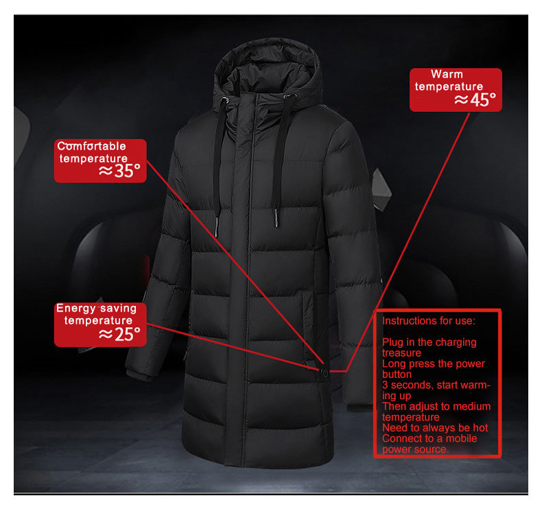 Smart Battery Heated Jackets Outdoor Winter Heating Down Jacket Th21008