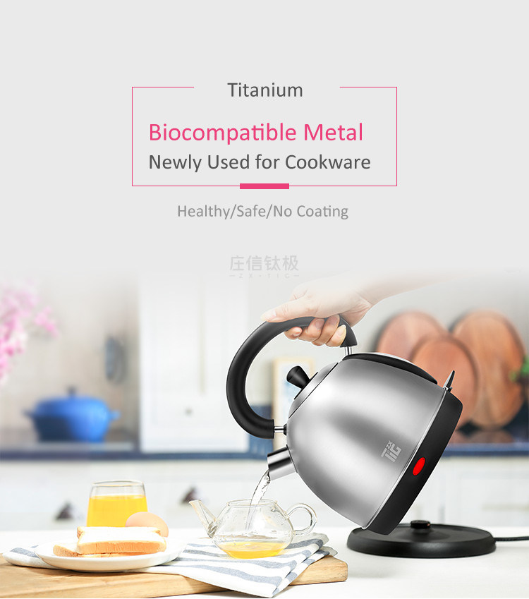 Ultralight Kitchenware 1.8L Pure Titanium Electric Kettle Water Boiling Pot