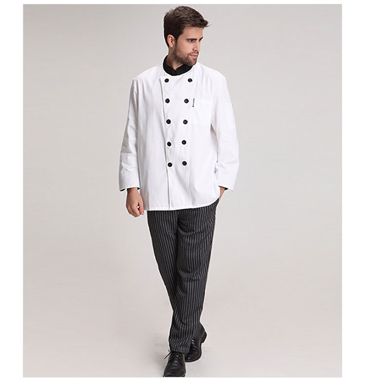 Double-Breasted Long Sleeve White Executive Japanese Chef Uniform with Restaurant Uniform