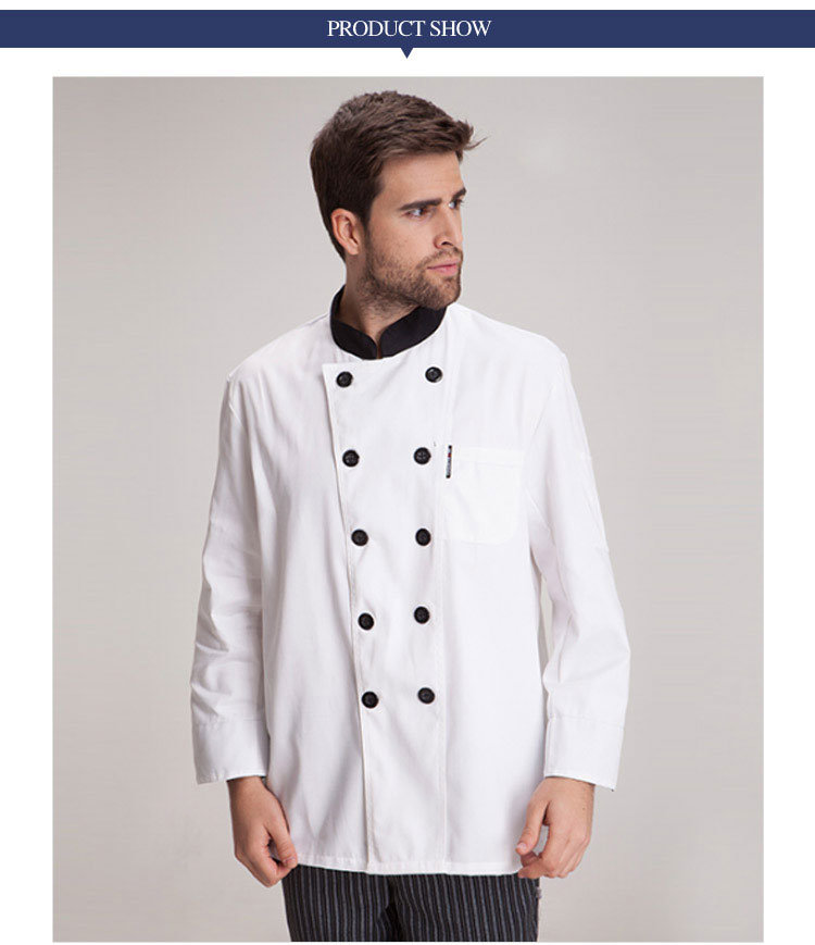 Double-Breasted Long Sleeve White Executive Japanese Chef Uniform with Restaurant Uniform