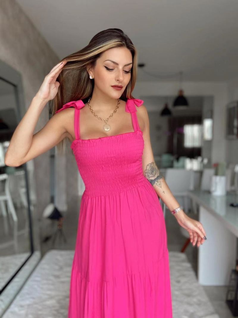 Women Simple Suspenders Sexy Backless Dress