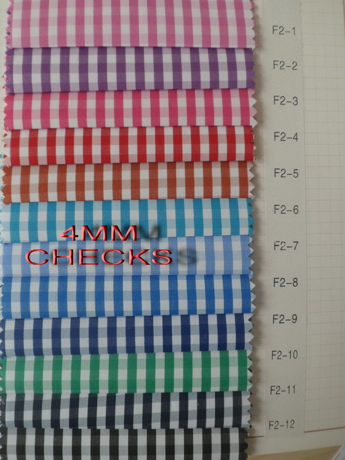 Brown/White Checks Twill CVC Yarn Dyed Fabric Shirting