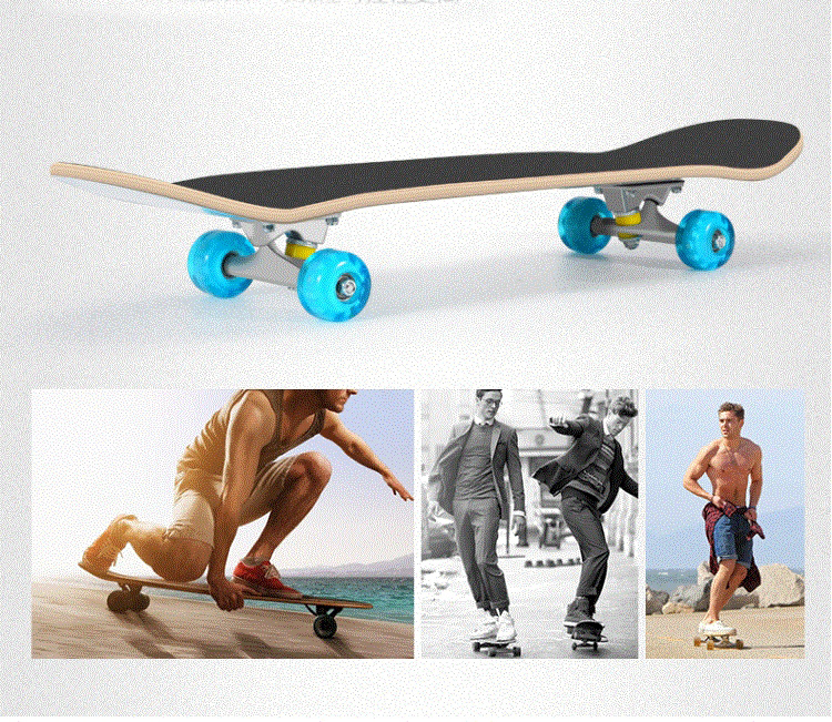 Skate Board with High Elastic PU Wheel for Adults Teens Adults and Kids Maple Wood Skateboards