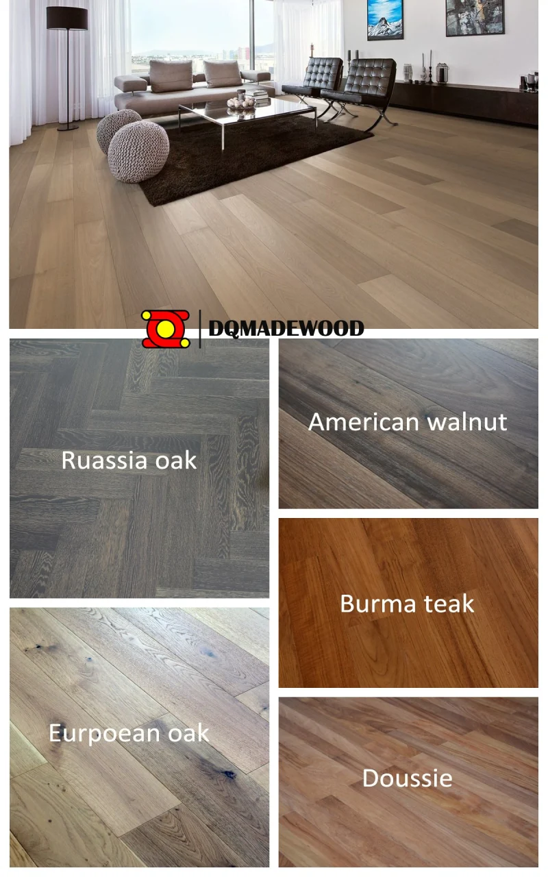 Oak Brushed Stained Engineered Wood Planks Flooring