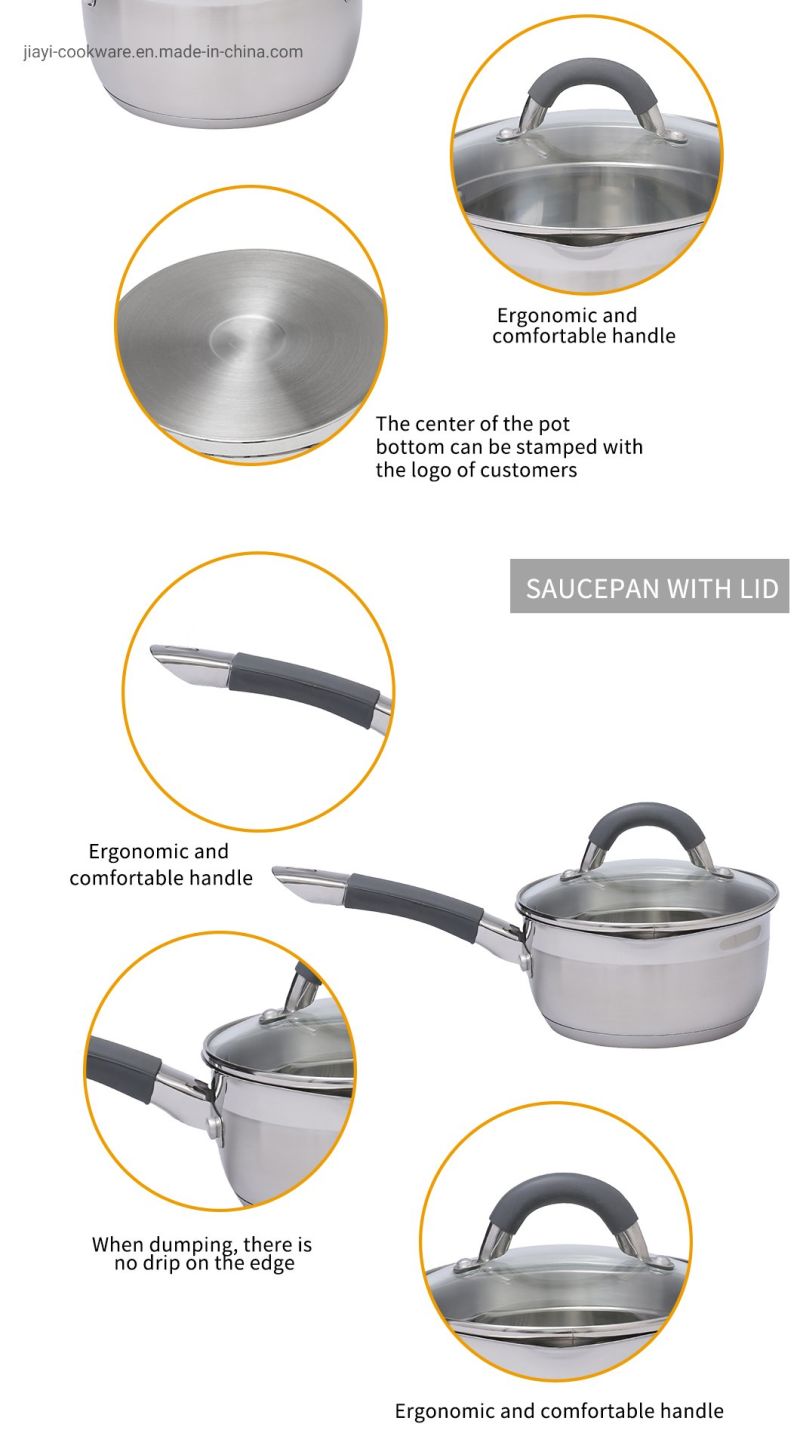 Versatile Professional Saucepan Stainless Steel Cooking Milk Boiling Pot 16cm