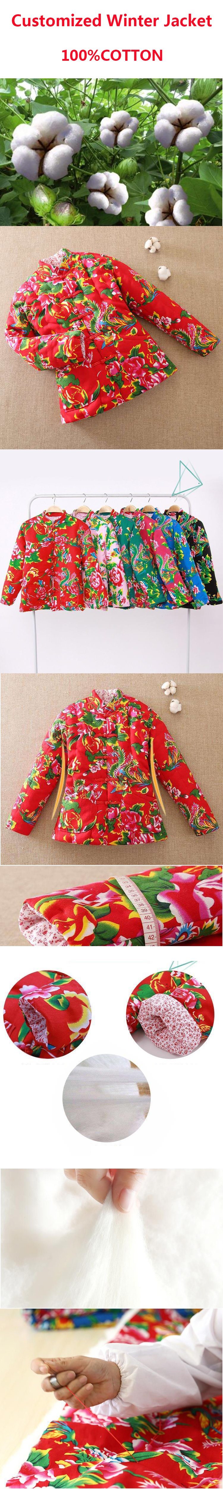 100%Cotton Handmade and Customized Winter Jacket Cotton Clothing Down Coat