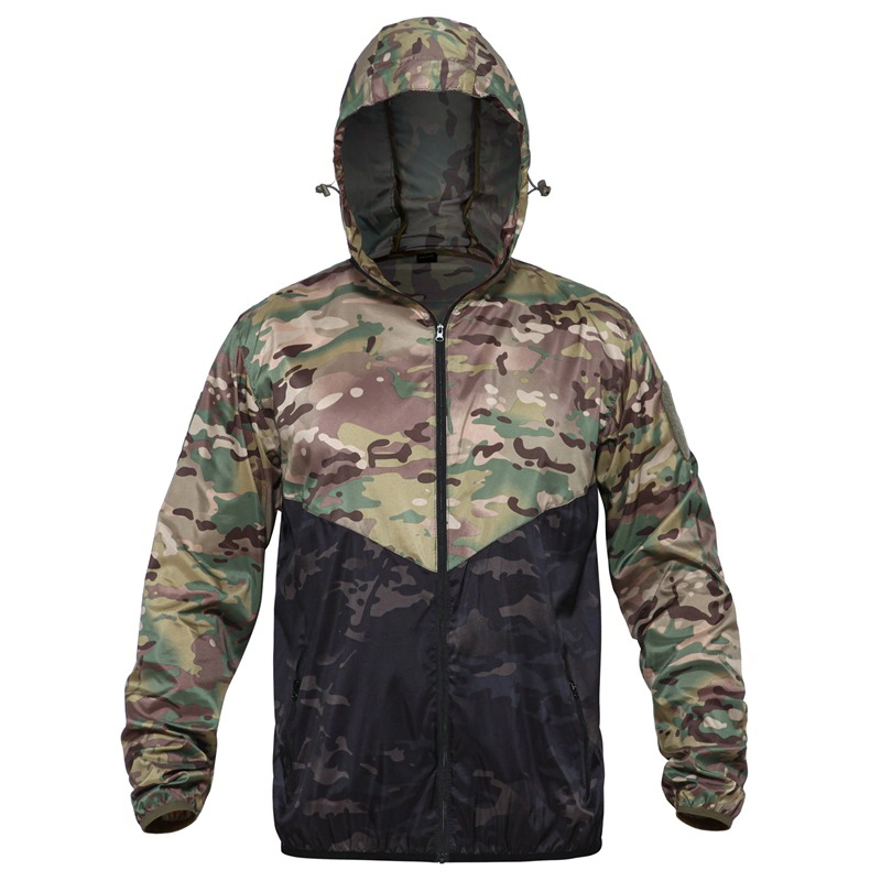 Tactical Hooded Camouflage Tactical Windbreaker Foldable Lightweight Jacket Tactical Field Jacket Tactical Camo Jacket