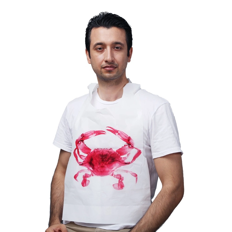 Disposable Printed Kitchen Apron Paper Plastic Lobster Bibs