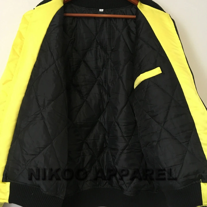 Fashion Custom Printed Logo Bomber Jacket Yellow Bomber Jacket with Cotton Padding