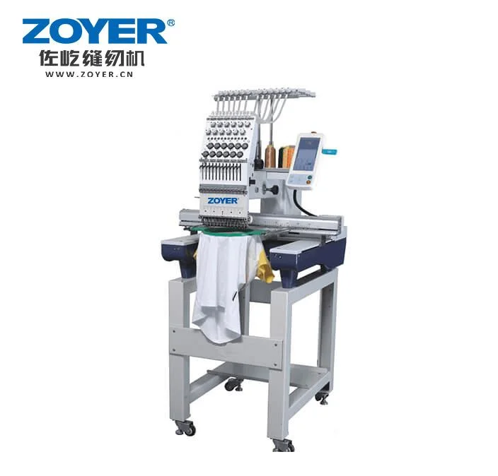 Zyem0112 Zoyer Single Head 12 Needle Multi Needle Embroidery Machine for Shirt Trousers Embroidery Working Size Adjustable