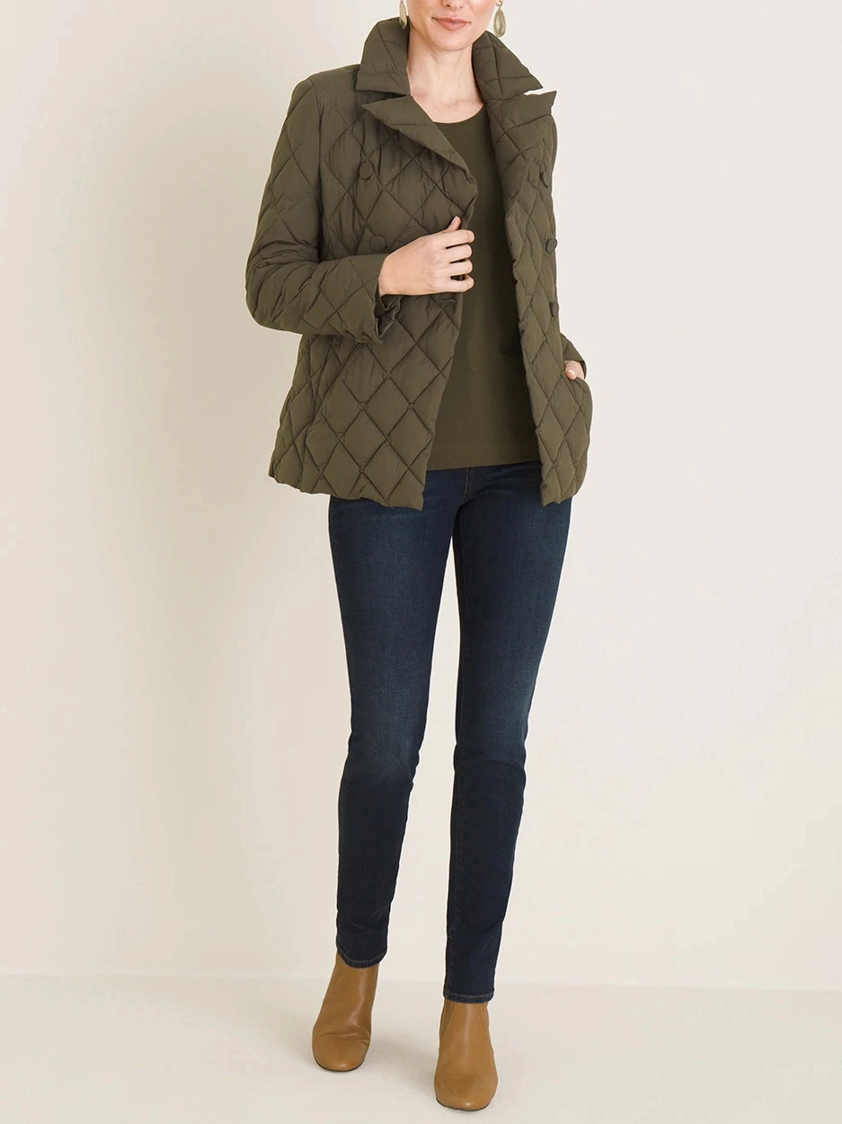 Ladies' Double Breasted Quilted Puffer Jacket