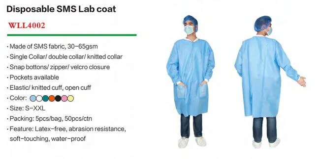 Disposable Protective Non-Woven Fabric Nonwoven Working Clothes SMS Lab Coat
