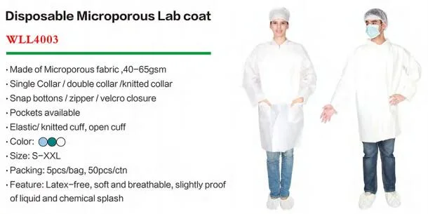 in-Stock Anti Static SMS Disposable Lab Coat Aprons Wholesale for Adults