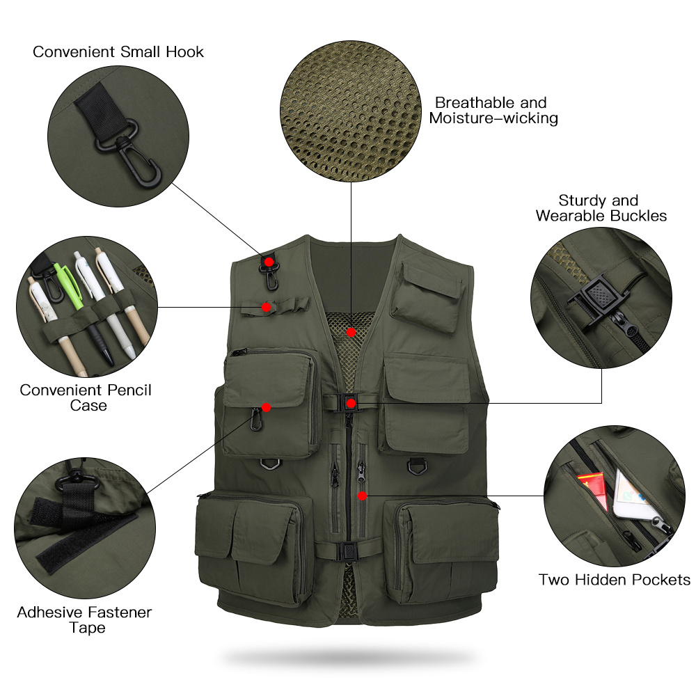 Multi Pockets 100% Cotton Work Vest F Hunting Fishing Vest