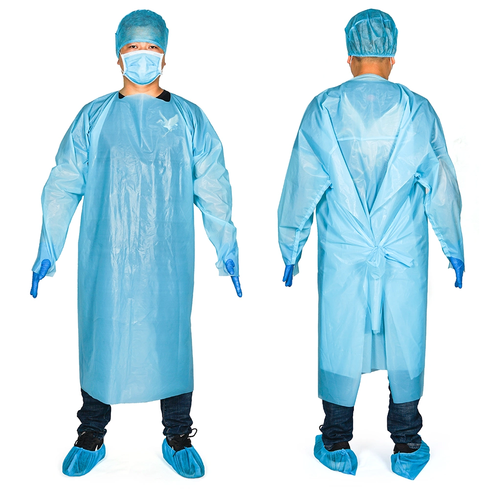 CPE Isolation Gown Disposable Aprons Wholesale Blue Gowns Protective Isolation Aprons Disposable CPE Aprons Isolation Gown