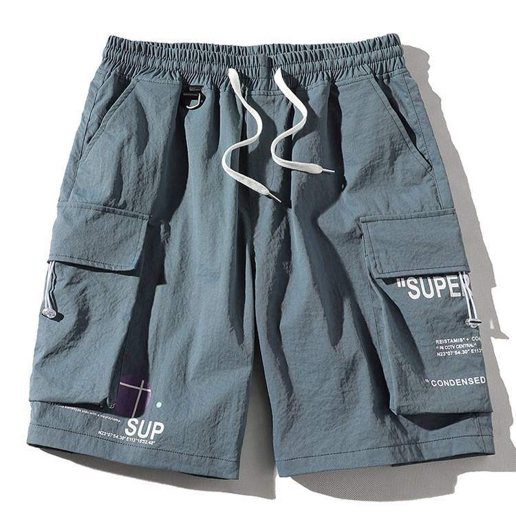 2021 New Model Big Pocket Elastic Waist Half Short Colorful Shorts Men Shorts Cargo Clothes Shorts