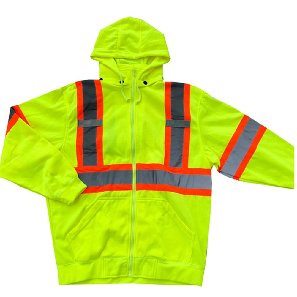 Wholesale Plain Jacket Knitted Hoodies Custom Men Sweatshirt Mechanic Workwear Uniform Hi Vis Safety Jackets Workwear
