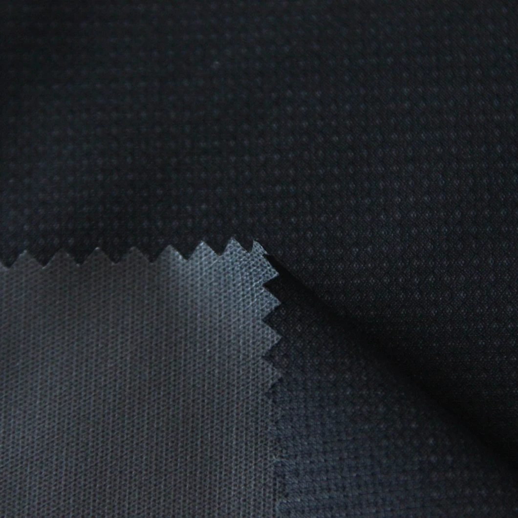 Waterproof and TPU Laminate 75D Polyester Black Ripstop Woven Fabric for Jackets/Shell/Down/Parka/Uniform