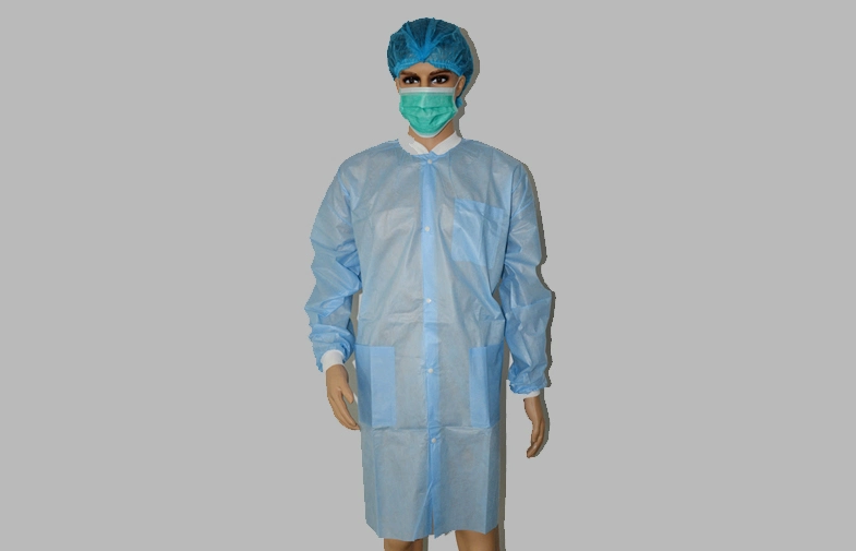 Civil Use Working Man Disposable Nonwoven Lab Coat PE Clothing Laboratory