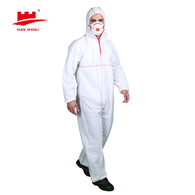Hubei Wanli Xiantao Safety Medical Overalls PPE Tyvek Working Uniform Suit SMS Microporous Protective Disposable Coverall
