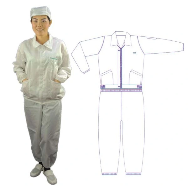 Cleanroom Clothing Washable Antistatic Coverall ESD Working Overall Elastic Cuff Jacket Lab Suit