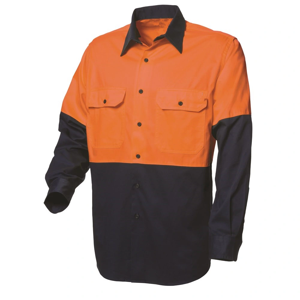 Mens Long Sleeve Workwear Safety Uniform Shirts with Buttons