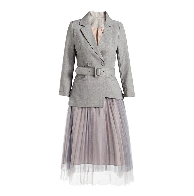 Western Style Waist Irregular Suit Patchwork Skirt Fashion Jacket Half Skirt Two Sets