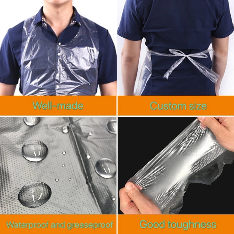 Transparent Clear Household Plastic PE Apron PVC Disposable Gloves Waterproof and Oilproof HDPE LDPE Disposable Apron