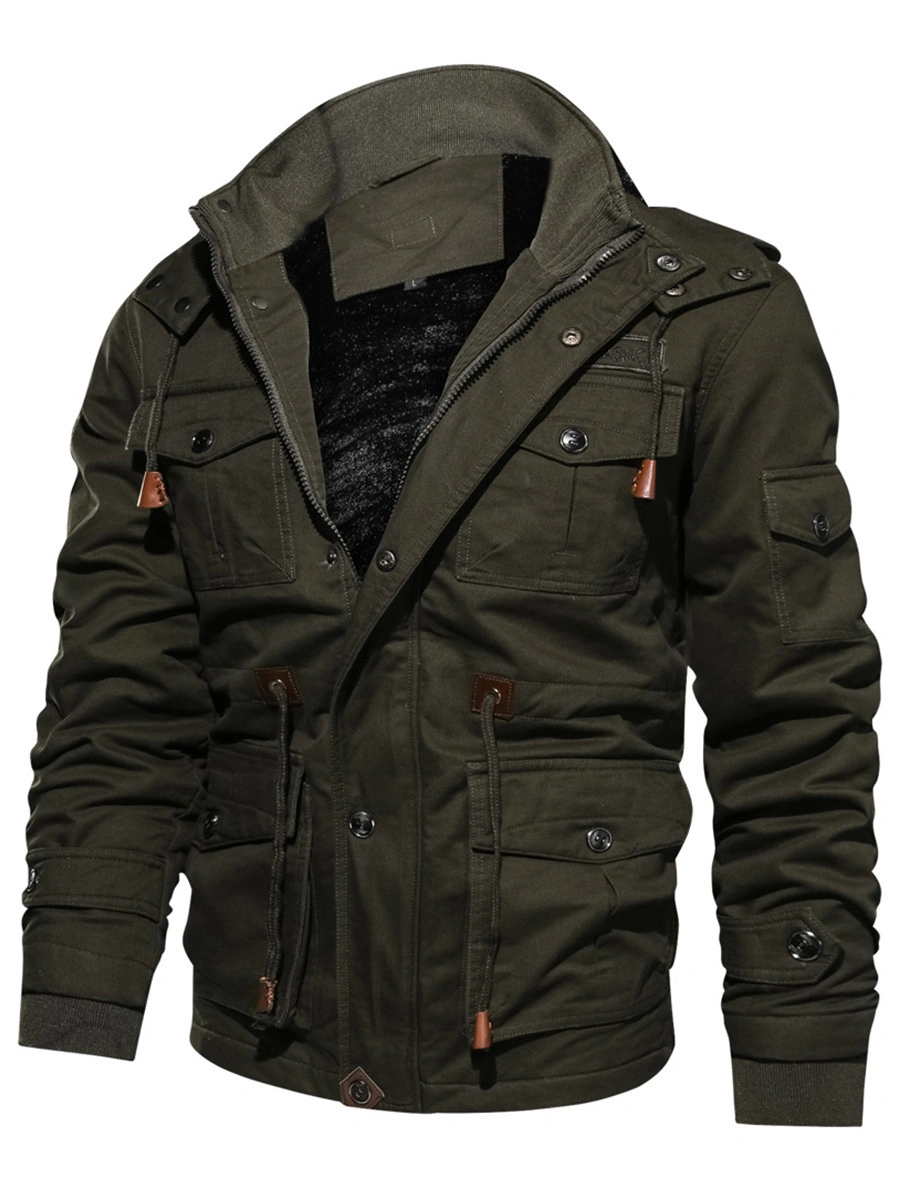 2021 New Style Thickened MID Length Wash Solid Color Jacket Cotton Padded Jacket