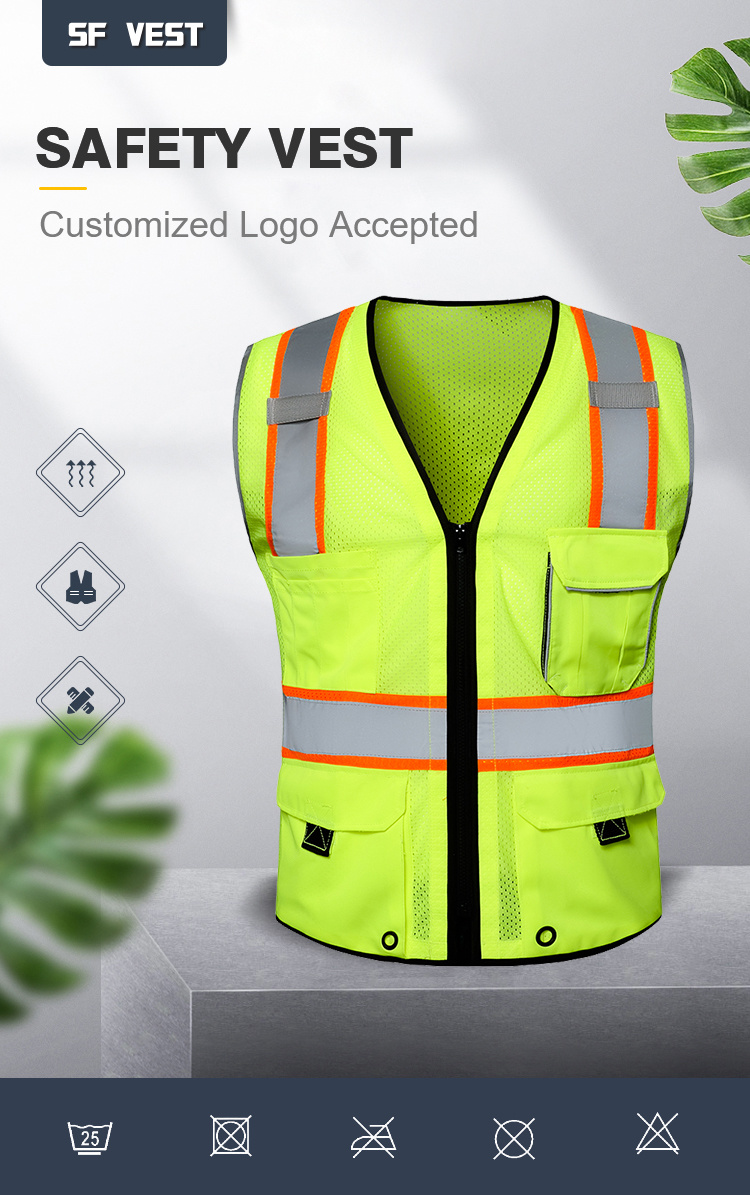 Hi-Viz Custom Logo Two Tone Work Vests Working Class 2 Construction Reflective Safety Vest