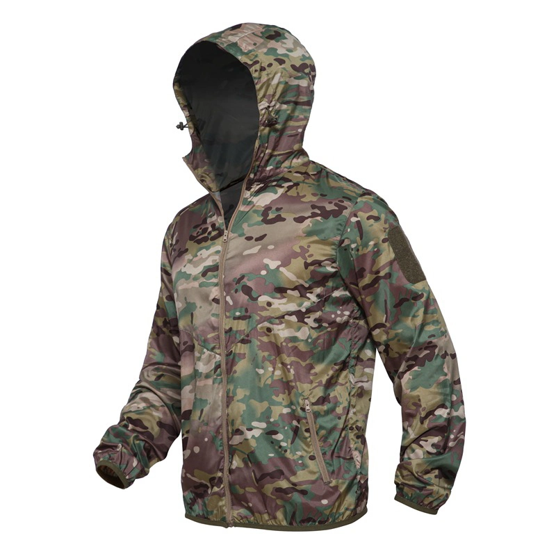 Tactical Hooded Camouflage Tactical Windbreaker Foldable Lightweight Jacket Tactical Field Jacket Tactical Camo Jacket