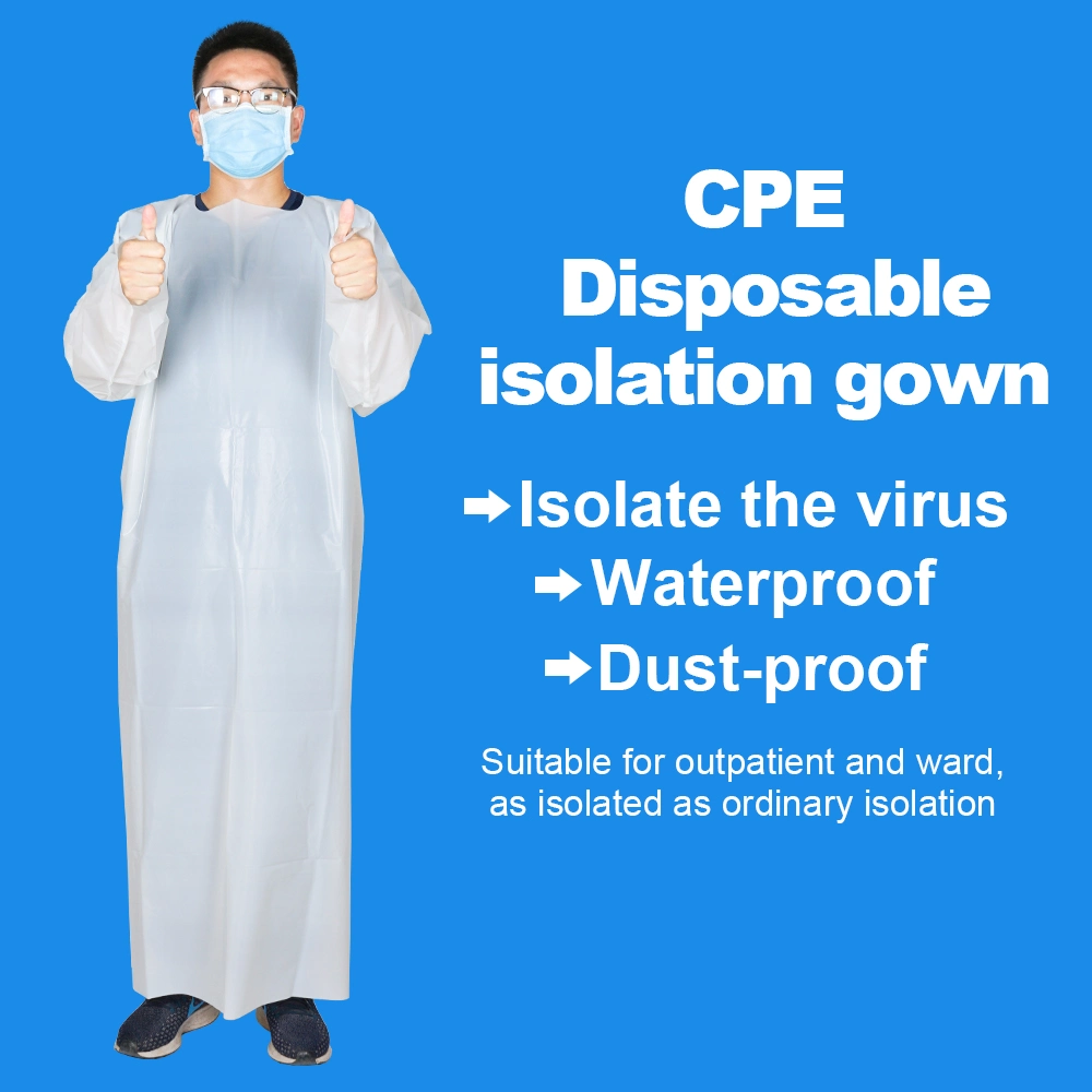 Disposable Waterproof Medical CPE Apron Disposable CPE Gown Suit Apron Individual Disposable Non Medical Protective Apron
