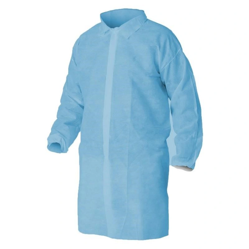 Disposable PP Non-Woven Lab Coat Visitor Coat Work Wear Working Suit with Velcro