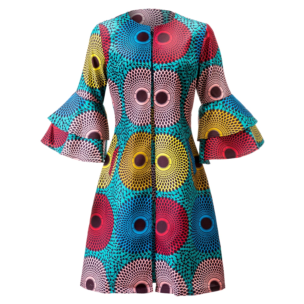 Hot Selling African Print Long Jacket Puffy Sleeve Customized Plus Size Women Jacket for Ladies