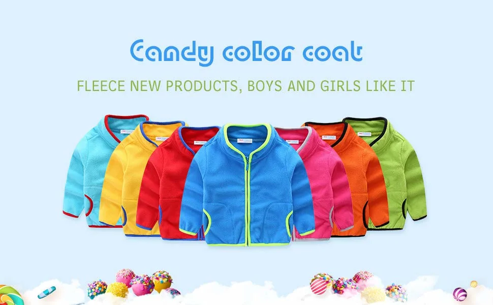 Toddler Kids Clothes Baby Goods Fleece Jackets Lightweight Plain