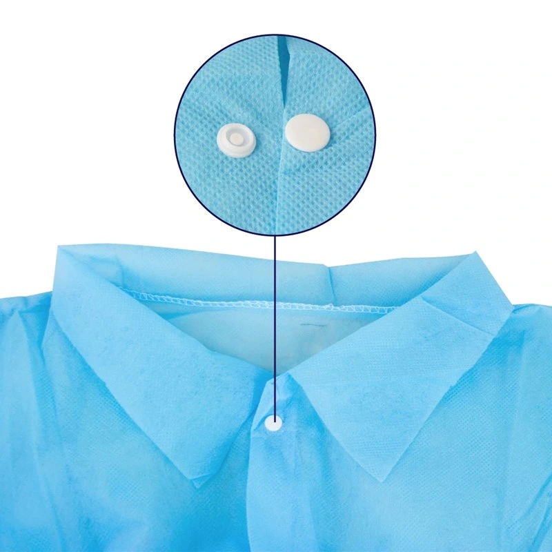 PP Non Woven Disposable Lab Coat with Elastic Cuffs, Snaps for Working Clothes