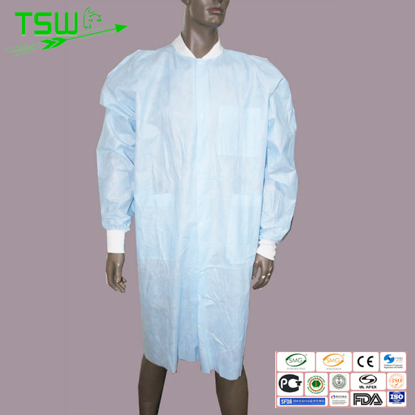 Disposable PP Non-Woven Lab Coat Working Suit with Velcro
