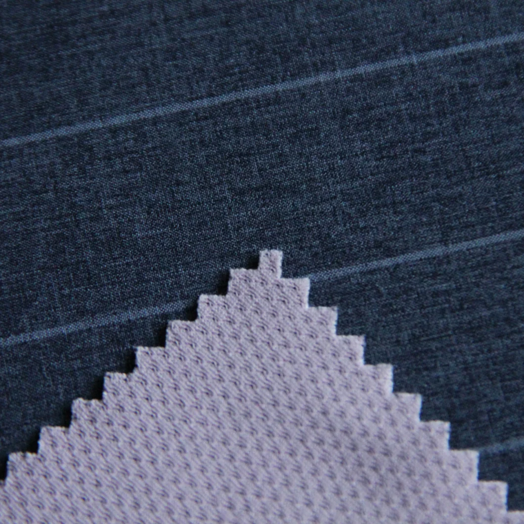 Waterproof Polyester with Spandex Stripe Plian Woven Bonded with Mesh Fabric for Jacket/Windjacket/Uniform